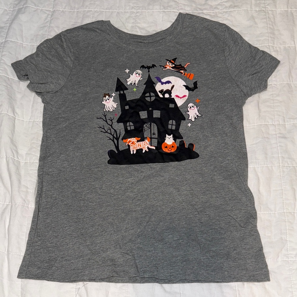 Gray Halloween Cat T-Shirt